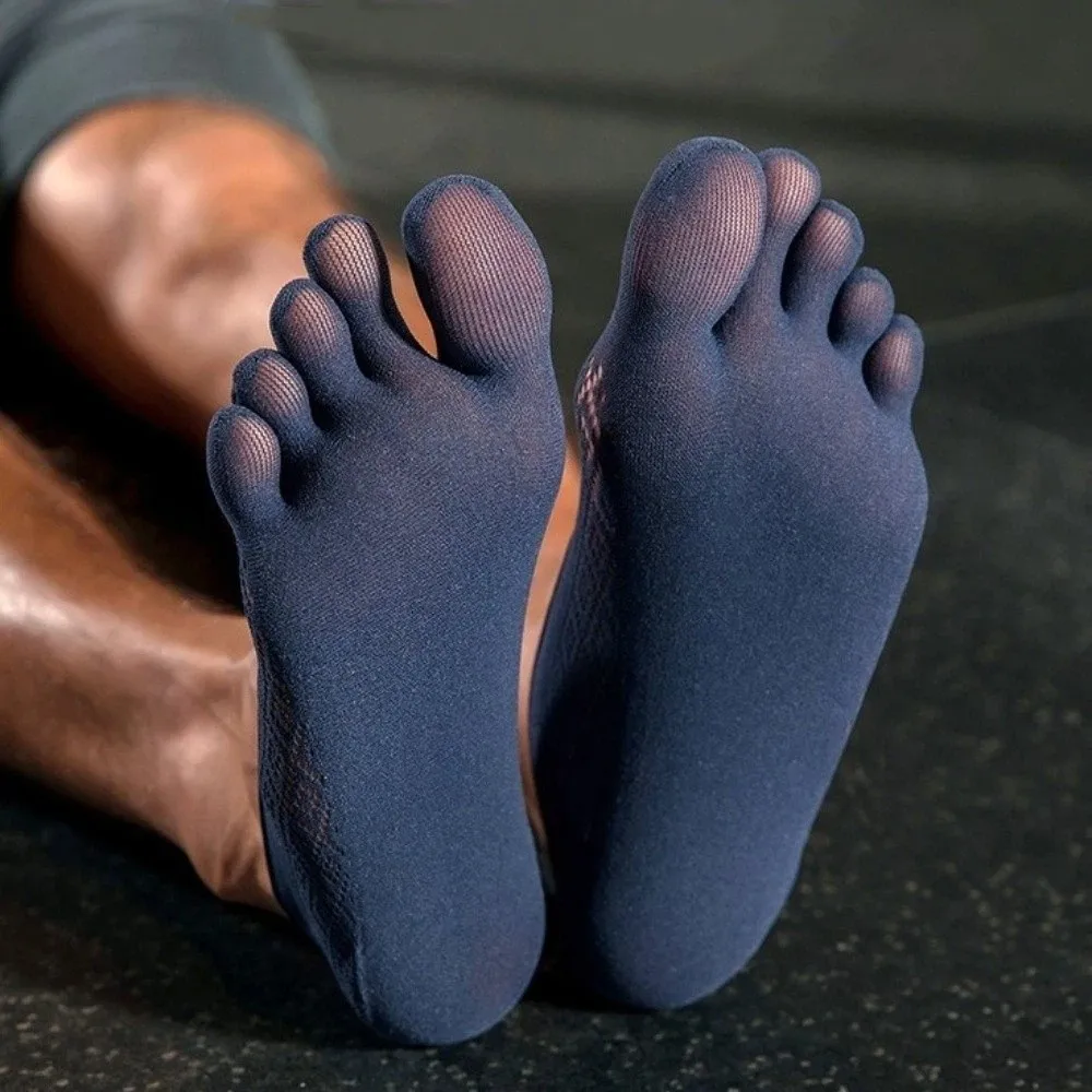 Thin Non-Slip Five Finger Socks Mesh Grid Elastic No Show Socks Low Cut Breathable Five Toe Socks For Men