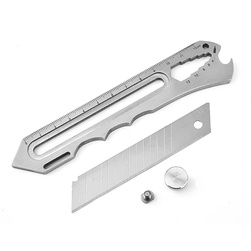 3cr13 Stainless Steel Utility Knife Bottle Opener Hexagonal Screwdriver Window Breaker Caliper Cable Bender Multi-Function Tool