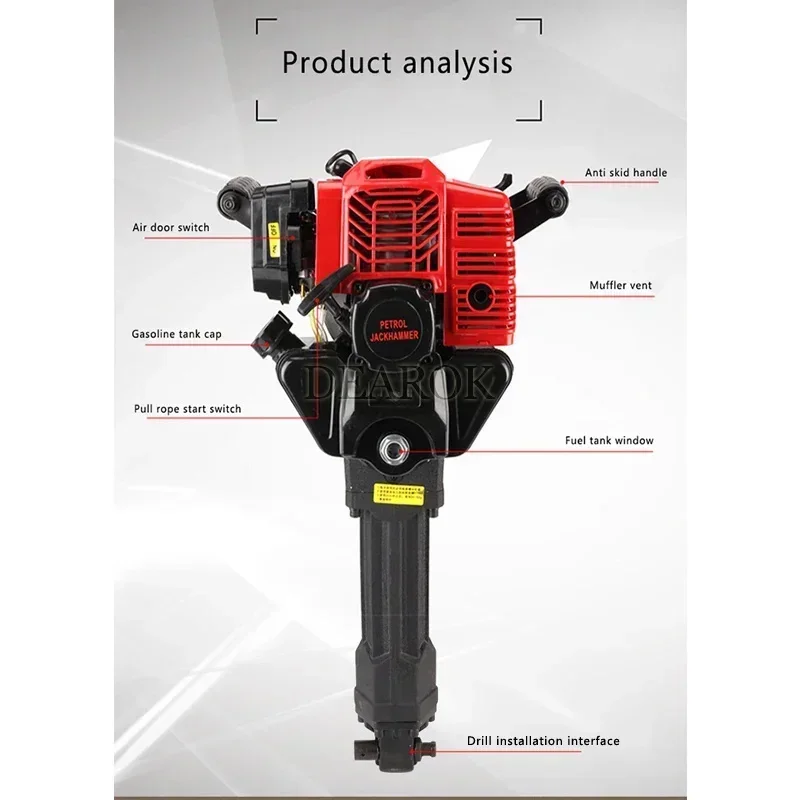 مثقاب صخري مطرقي صناعي محمول متعدد الوظائف مع معول غاز للاحتراق الداخلي