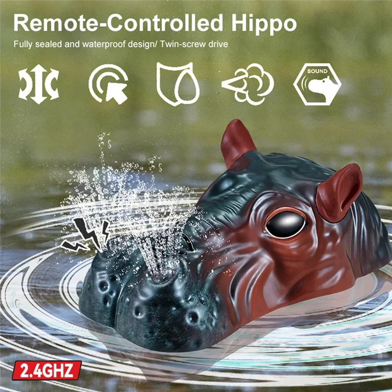 Barca RC Ippopotamo 2.4G Barche telecomandate Sottomarino Ippopotamo Motoscafo Animali Giocattolo acquatico all'aperto Modello elettrico Giocattolo Ragazzi