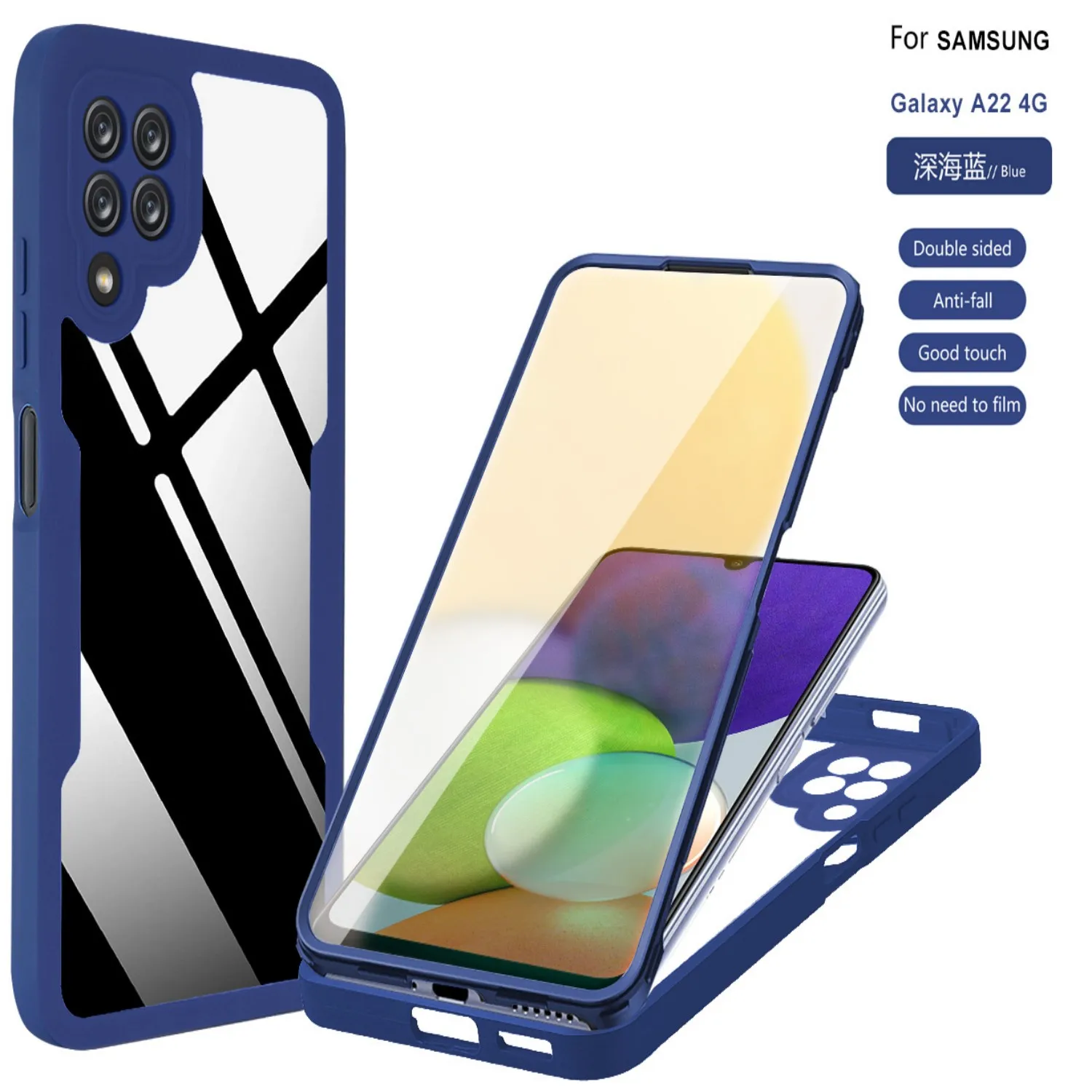 360° Shockproof Phone Case for Samsung Galaxy M33 5G Built-in Screen Protector Transparent Back Anti-Drop Bumper Cover
