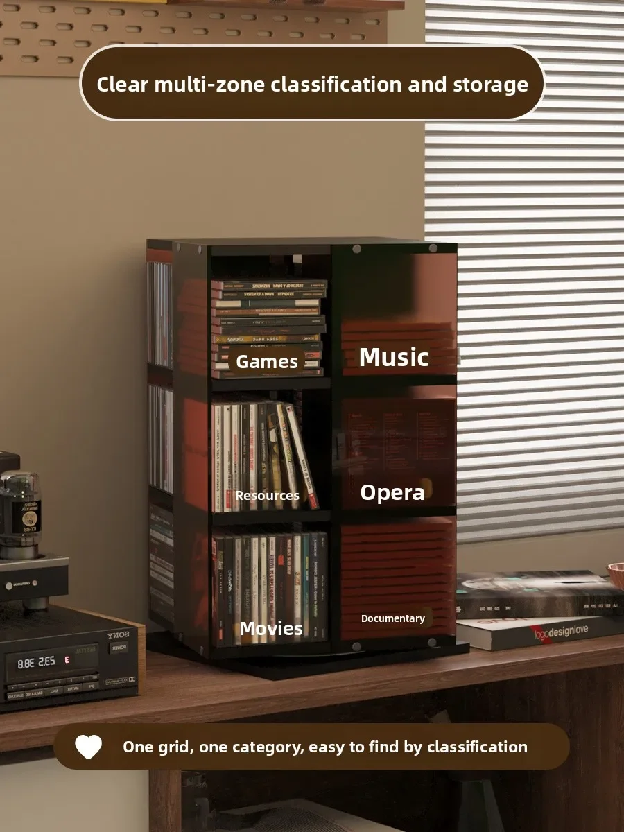 CD Disc Display Stand Rotatable Tape Rack Vinyl Record Storage Rack Album Tape Storage