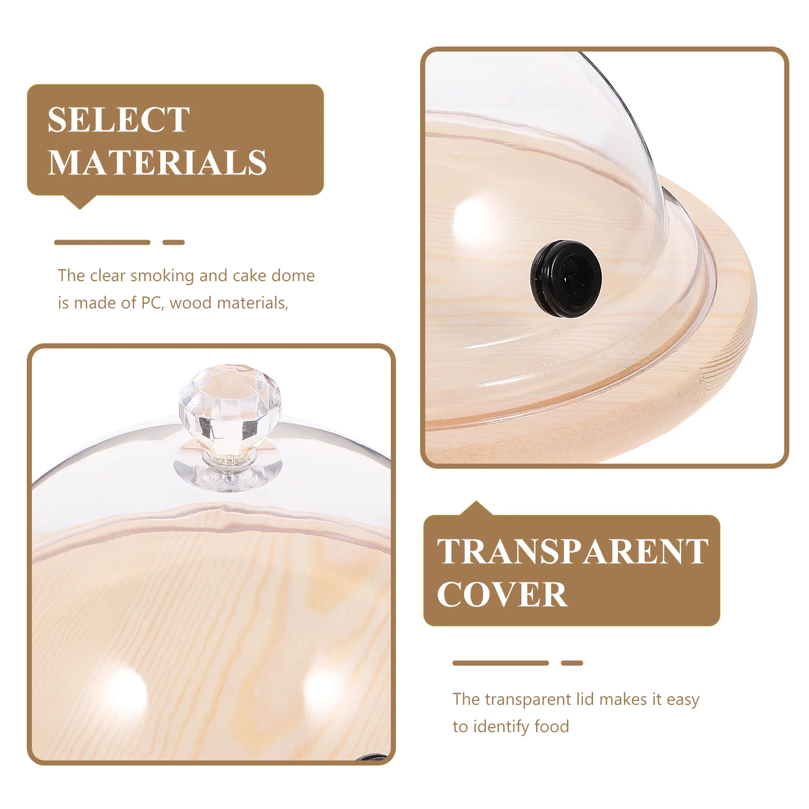 

Hood Clear PC Cake Dome Cover Smoke Protective Food Lid Transparent Hygienic Easy-Clean Storage Kitchen Utensil Component