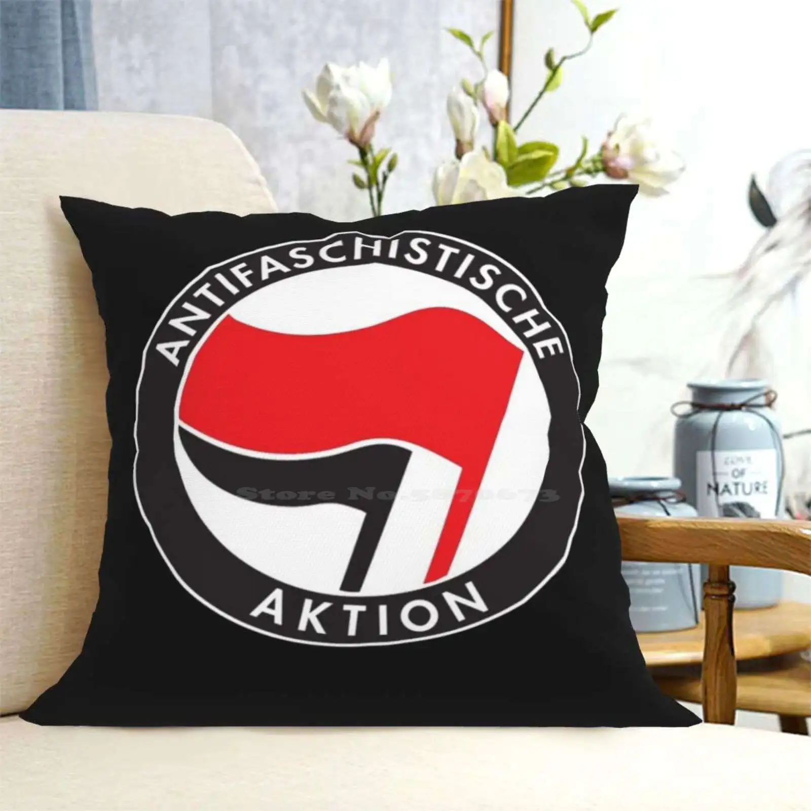 Antifa و antifaschisticha Aktion العلم غطاء الوسادة ، المنزل أريكة و سيارة المخدة