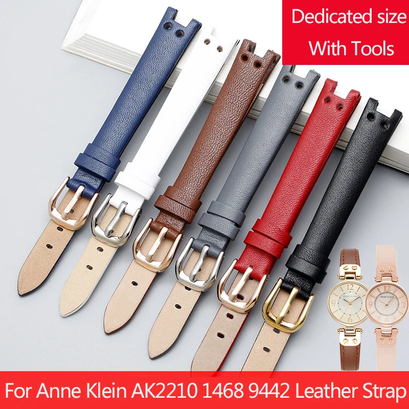 Genuine Leather Strap for Anne Klein Watchband Notch AK Watch Band AK1950 AK9442 AK9918 AK9168 Small Dial Retro Bracelet 12mm