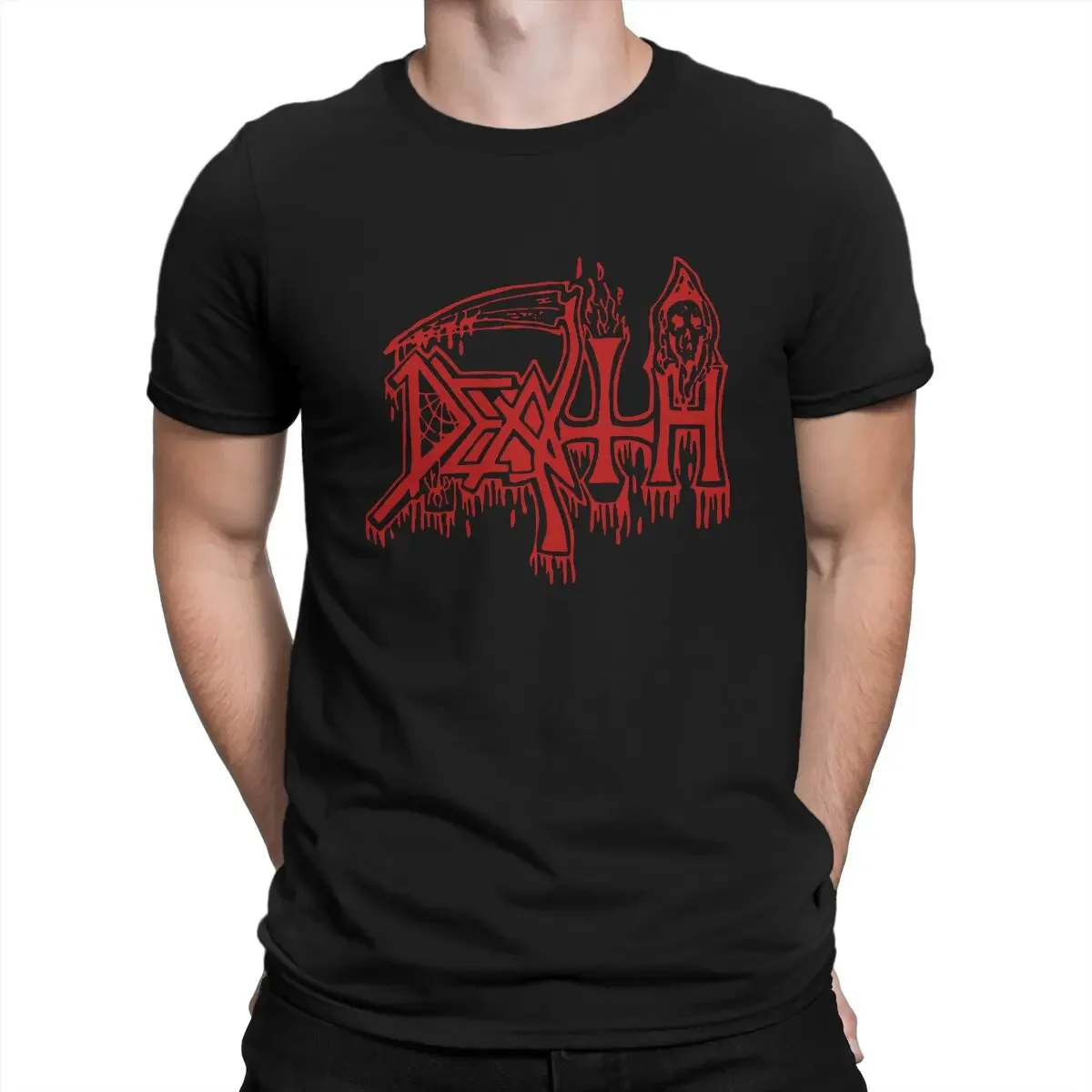 

Cool Death Metal Band Graphic Tee Men Cotton Short Sleeve Round Neck T-Shirt