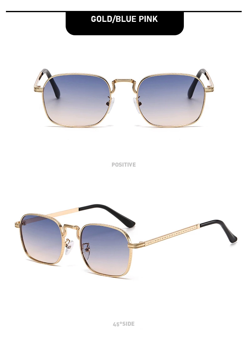 Neue trendige metallische personalisierte vielseitige Herren-Sonnenbrille mit rechteckigen Rahmen im Retro-Stil für Damen 2402 – Detail 17