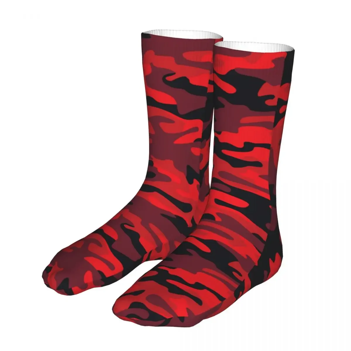 Fashion Socks Men's Women's Casual Red Camouflage Socks Camo Texture Skateboard Socks Spring Summer Autumn Winter