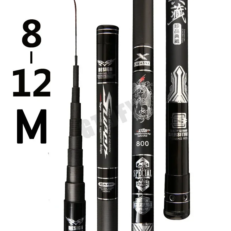 

8M 9M 10M 11M 12M 13M High Quality Carbon Fishing Rod Telescopic Superhard Pole Ultralight Long Section Pole Fishing Rod 2022New