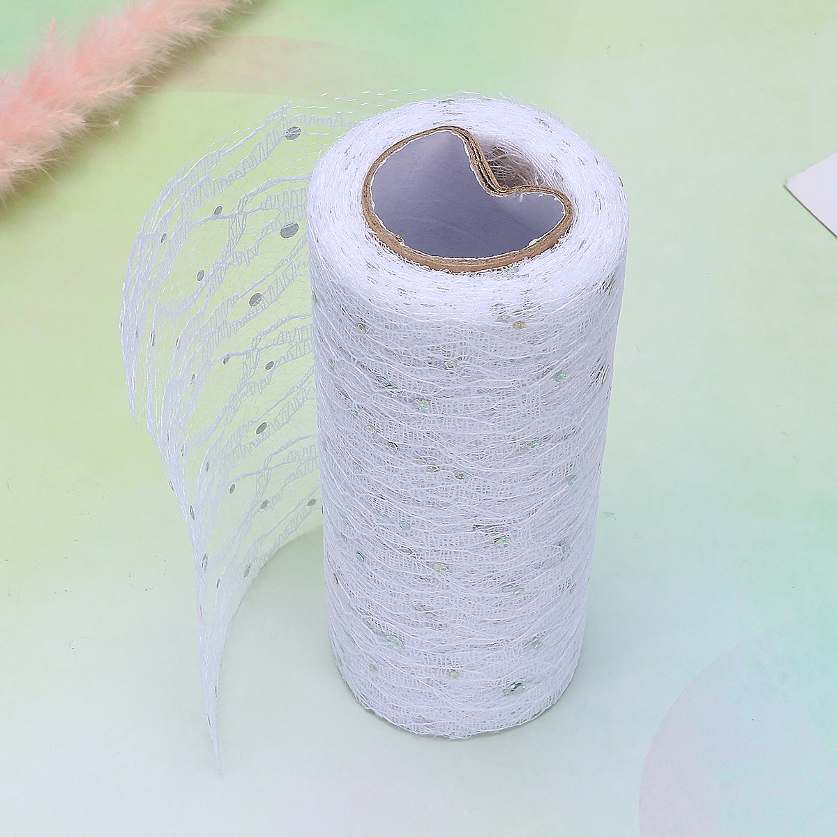 

Glitter Tulle Rolls for Table Decoration Dinner Lace Wedding Gift Wrap White Long Term Use Durability