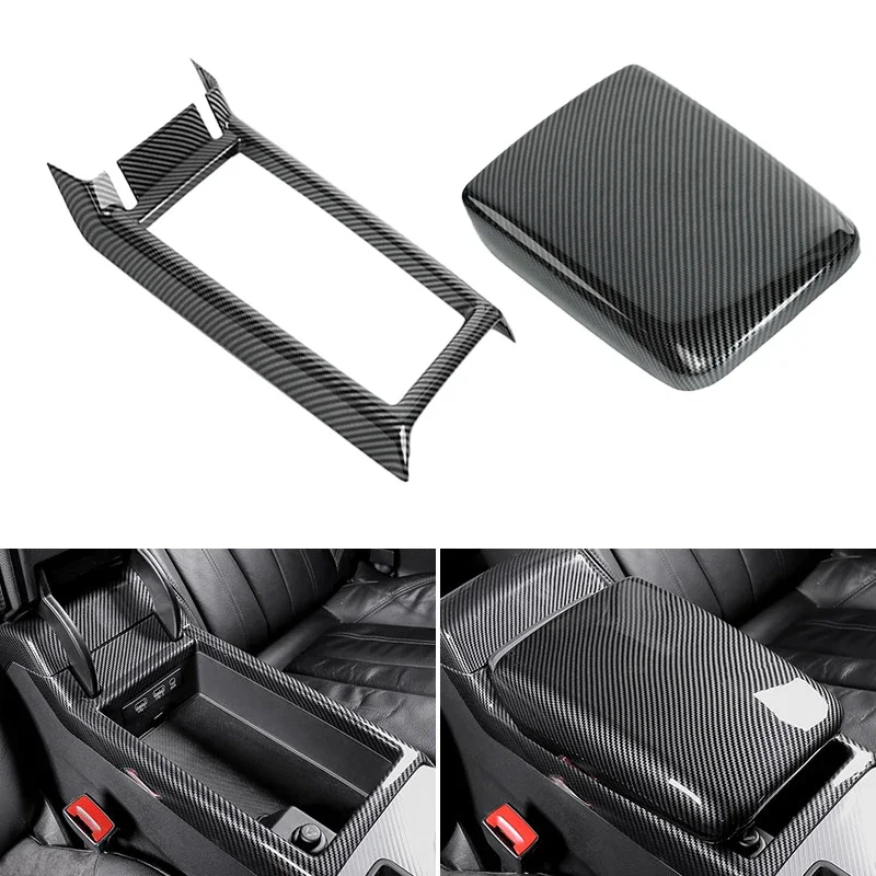 

Car-styling Carbon Texture Center Control Armrest Storage Box Base Frame Cover Trim For Audi A4 B9 A5 2017 2018 2019 2020 2021