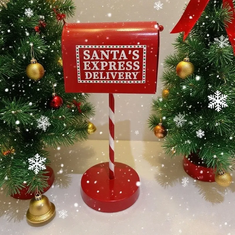 Christmas Metal Santa's Express Delivery Mail Box with Stand, Vintage  Tabletop Ornament for Xmas Holiday Home Party Decoration