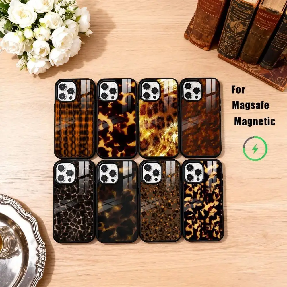

T-Tortoise Shell Marble Phone Case For iPhone17,16,15,14,13,12,11 Plus,Pro Max Magnetic For Magsafe Wireless Charging