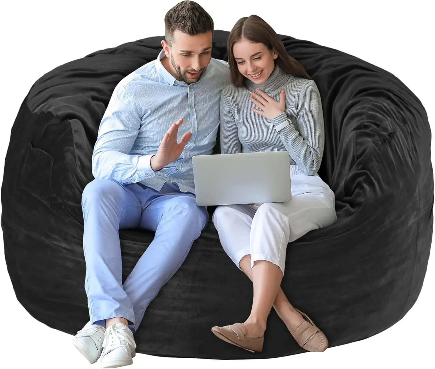 Giant Bean Bag Chair, Memory Foam Filling Bean Bag Chairs with Velvet Cover, Removable and Machine Washable Cover, Bean Bag