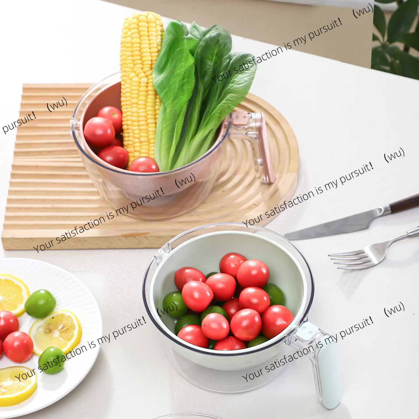 

Rice washing artifact, double-layer hand-washable drain basket, kitchen multi-functional fruit and vegetable cleaning bowl