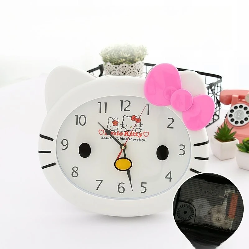 Cute Sanrio HelloKitty Silent Wall Clock Non Ticking Bedroom Decor Cartoon Anime Kawaii Home Holiday Lovely Room Gifts