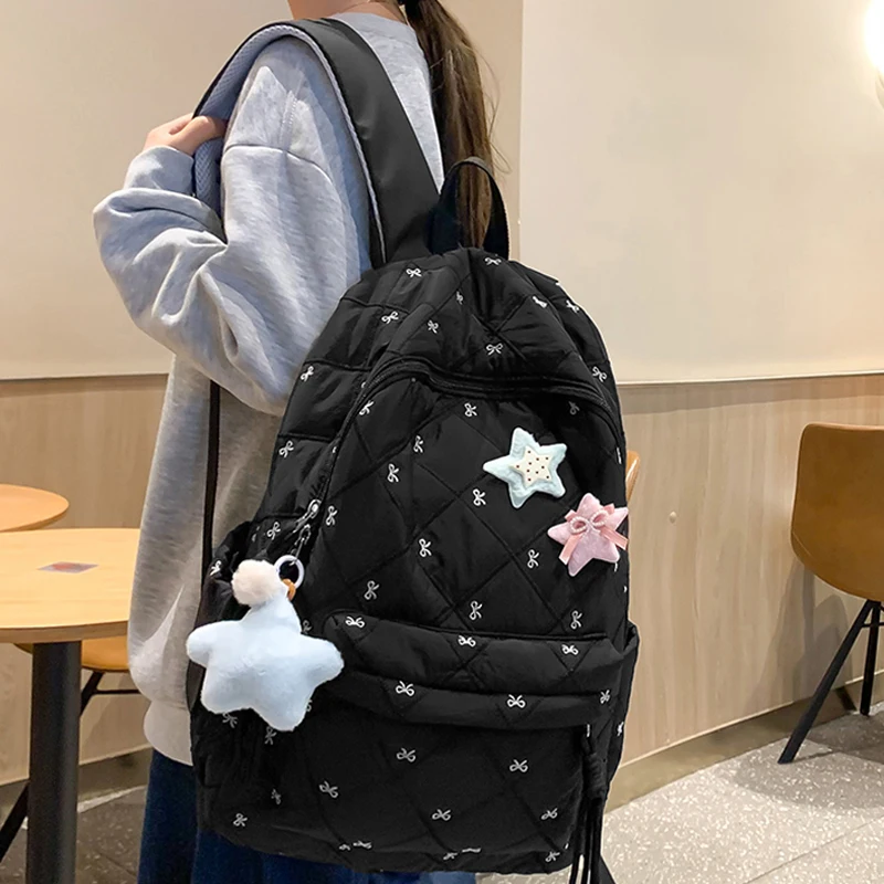 New Fashion Plaid Woollen Women Backpack Student Book Bag Backpacks for Teenage Girls School Bags Laptop Travel Rucksack