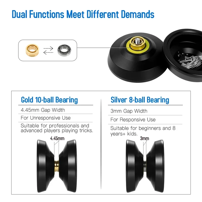 New Professional Yoyo Ball Bearings Stainless Steel Colored Aluminum Yoyo Ball Suitable for Children and Beginners Advanced Clas