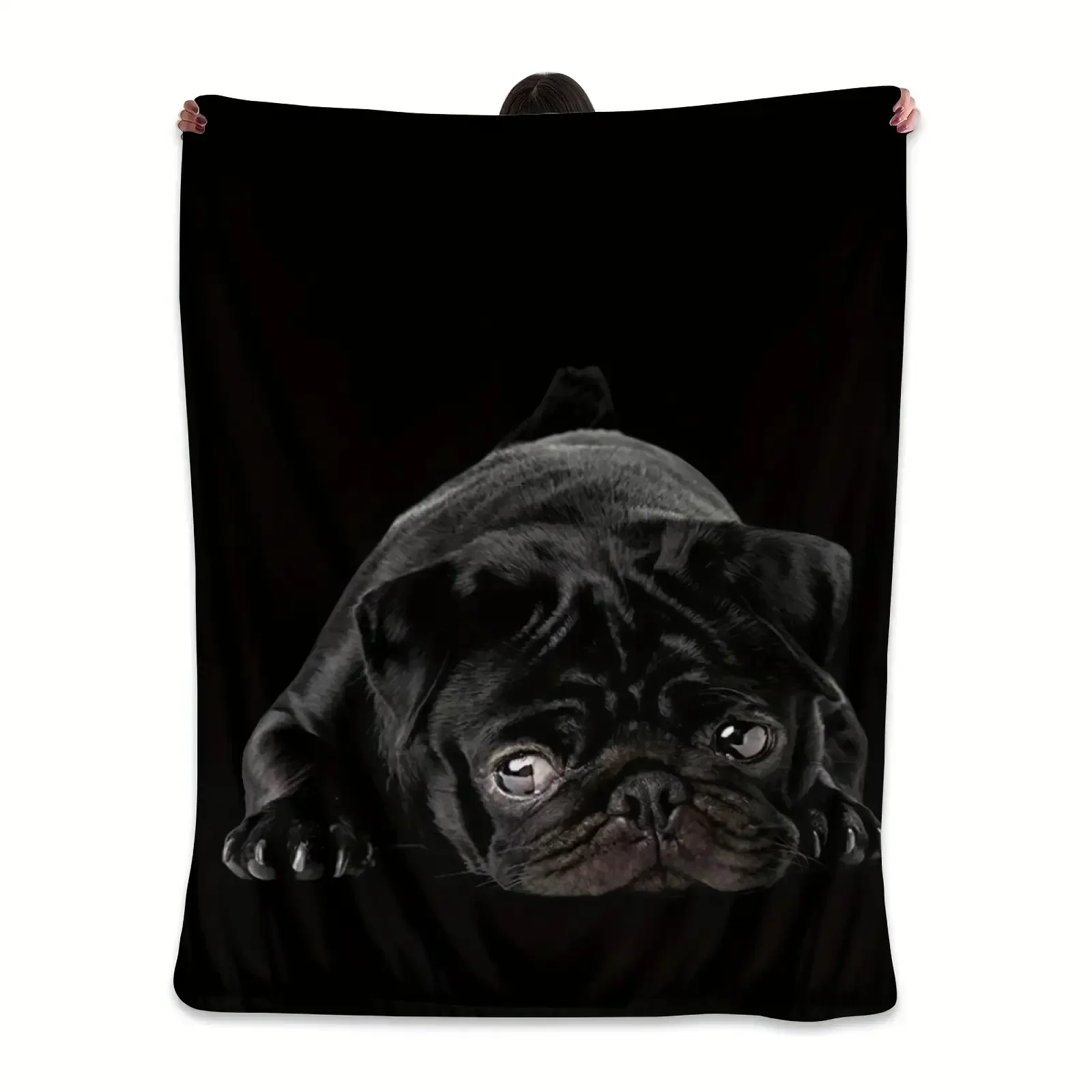 Giant Pug Dog Blanket Throw 150x230cm Soft Cozy Puppy Pet Gift for Dog Lover Home Decor Seasonal Warming Comfort Blanket