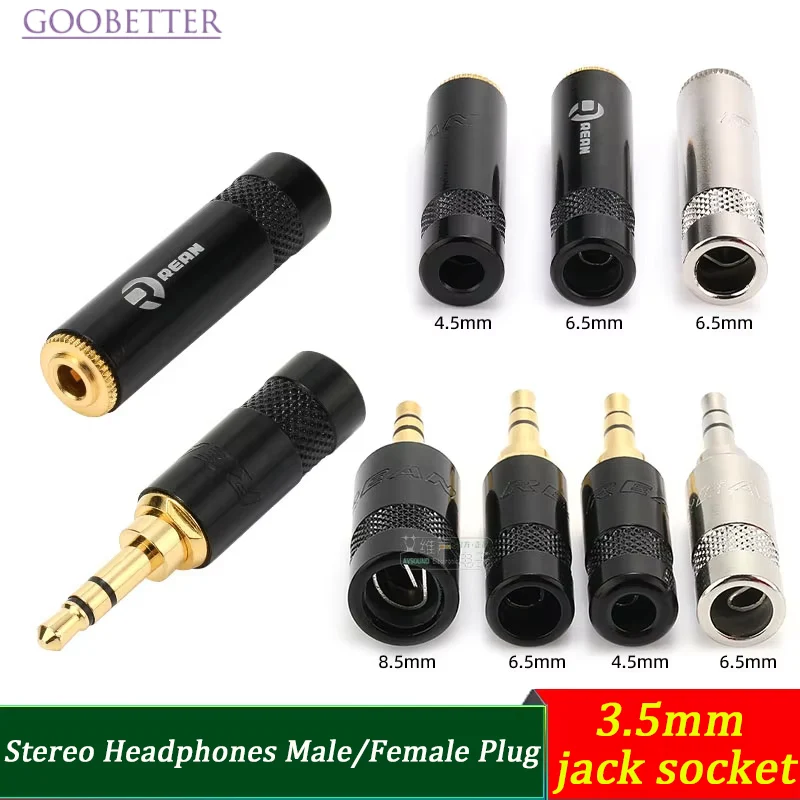 

3.5mm Jack Socket 1/8" Stereo Headphone Plug Male Female Pair Recording Line Plug Gold Plated 2 3 Core Repair Welding 240