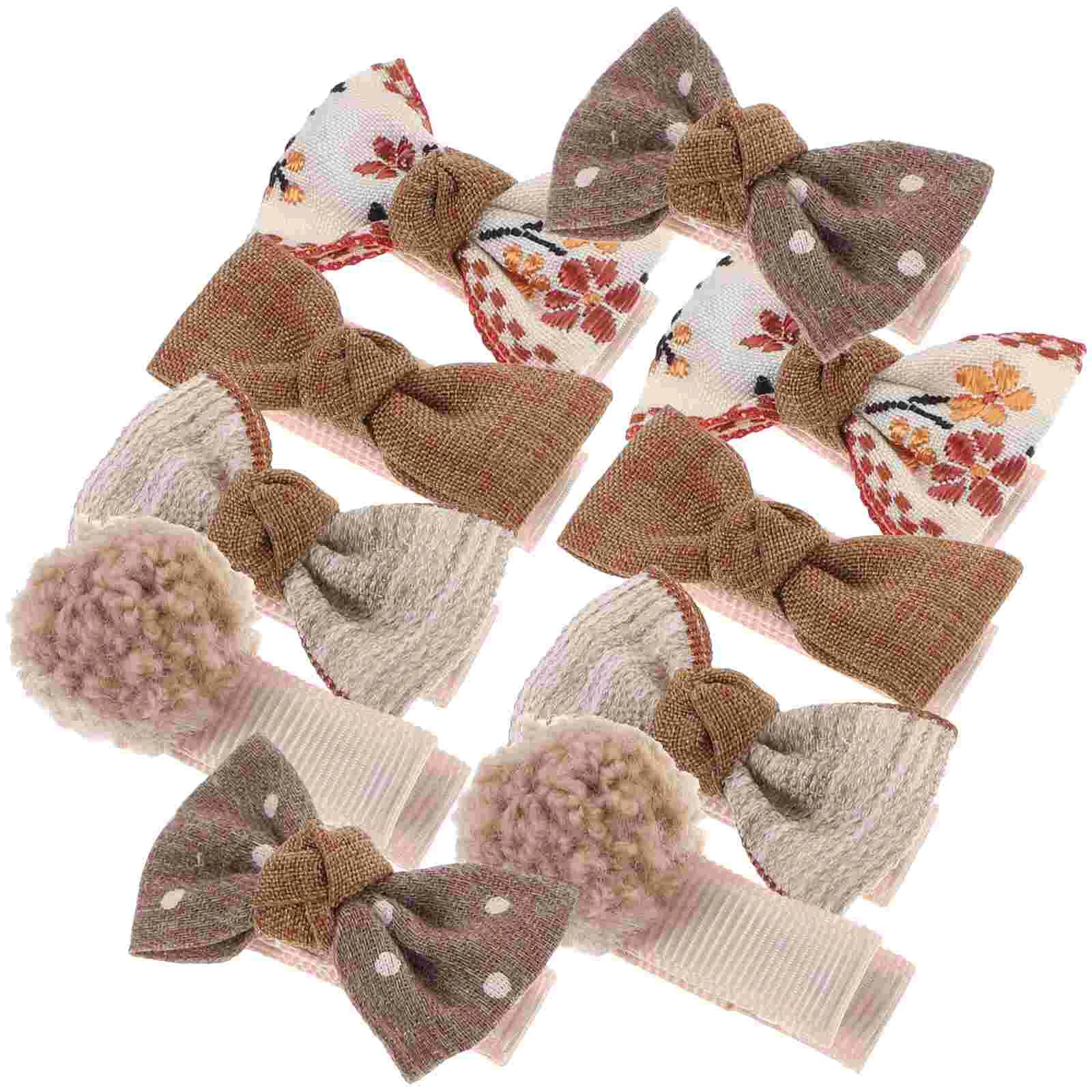 10 Pcs Children's Headgear Barrettes for Girls Fabric Hair Clips Little Accessories Baby Bows