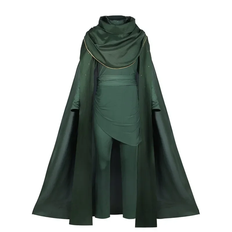 

Halloween Party Loki Cosplay Costume Norse Mythology The God of Deception Lokki Stage Costumes Unisex Green Cape And Uniform Set