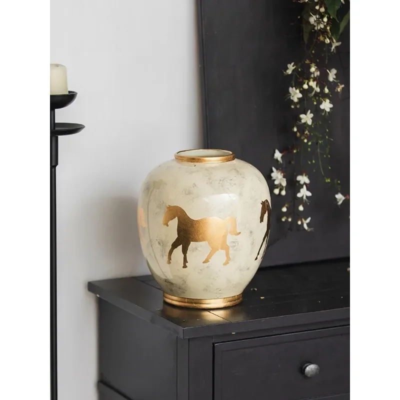 Entrance living room luck ornament vase dining table flower arrangement gilt wealth treasure bottle housewarming gift