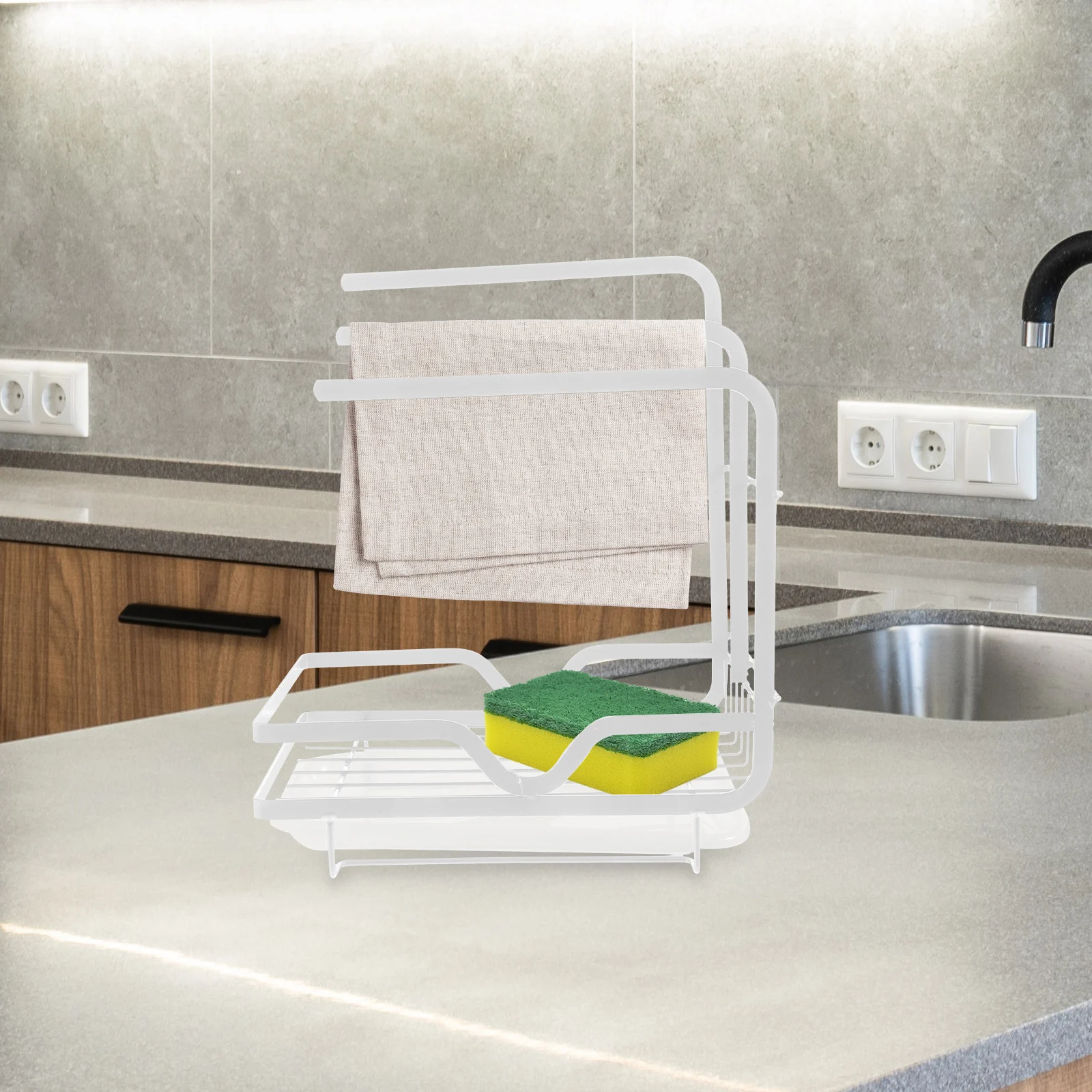 

Dishcloth Drainer Sponge Holder Sink Draining Kitchen Accessory Rack White Small Essentials Tool Storage ganizer