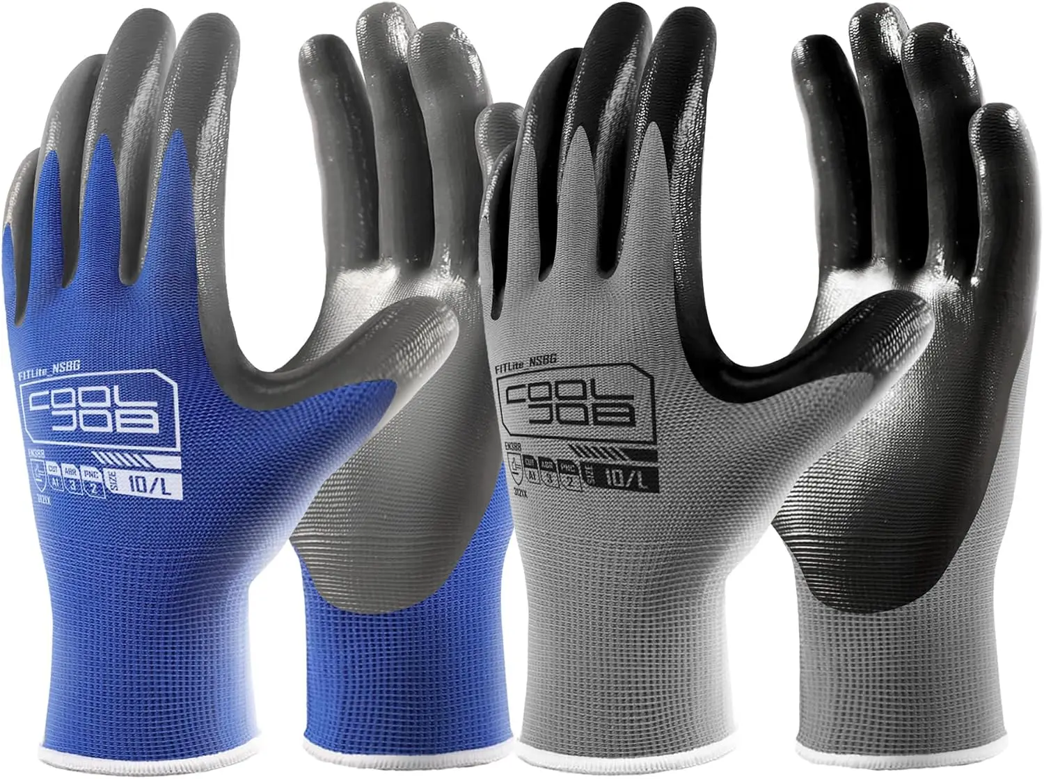

10/20 Pair Non-Slip Work Gloves, Nitrile Rubber Coated for Men Women, Gardening Yard Gloves Bulk with Grip