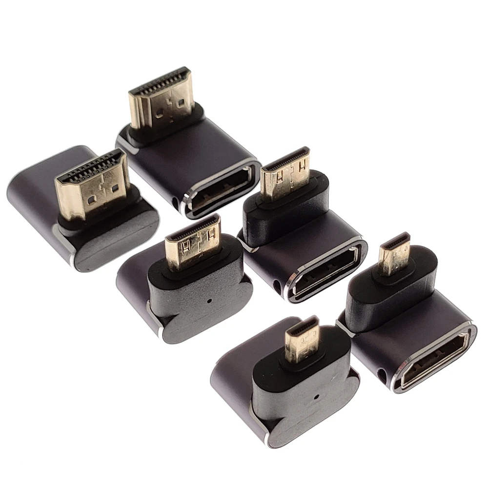 Connecteur HDMI 600 vers Mini mâle, coude à 90 degrés, convertisseur étendu 8K, interface, mini caméra reflex haute définition à objectif unique