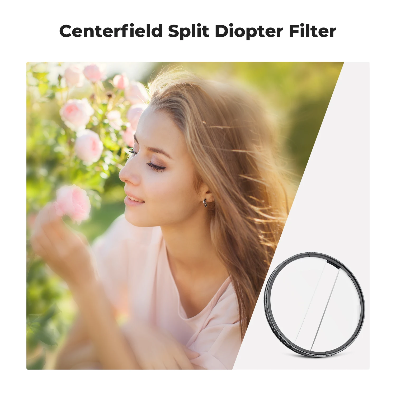 K&F Concept Centerfield Split Diopter Filter 67mm 77mm 58mm 82mm Special Creative Effect Filter For Nikon Sony Canon Fuji Lumix