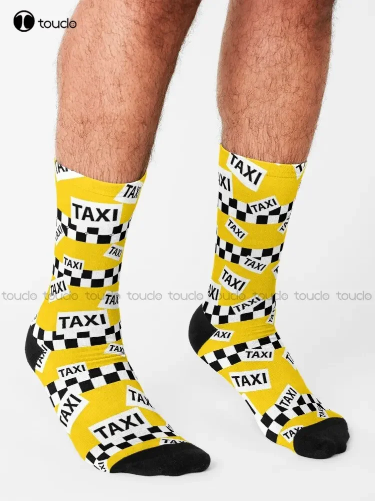 Nova york amarelo táxi táxi padrão meias esqueleto personalizado unisex adulto adolescente juventude meias rua skate meias