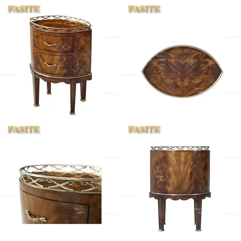 For brass edge neoclassical mahogany carved small round table villa castle paint furniture