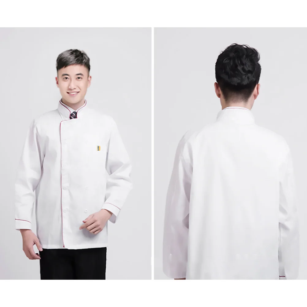 

Long Sleeve Breathable Wearproof Oil Proof Easy Wash Unisex Chef Coat Restaurant Hotel Kitchen Workwear