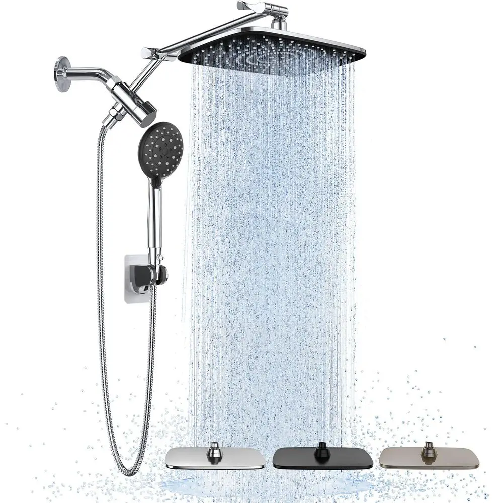 

Wide High Pressure Rain Shower Head with Handheld, Handheld Shower Heads with Multi Spray Modes, Rainfall Combo with 15 Metal Ex
