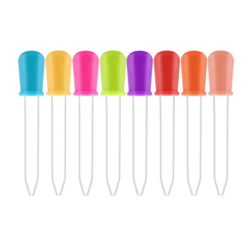 5PCS 5ml Small Silicone Plastic Pipette Dropper Feeding Medicine Liquid Eye Ear Pipette Dropper Lab Experiment Toys Gift