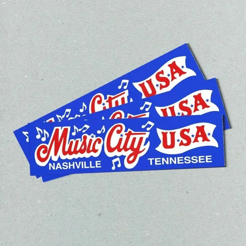 ملصق ممتص الصدمات من Music City Nashville TENNESSEE - طراز عتيق في الولايات المتحدة الأمريكية للسياحة في الثمانينيات - ملصقات ممتصة للصدمات - ملصقات سيارات