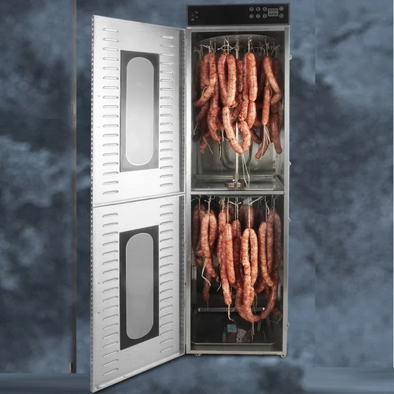 Nouveau 110 v/220 v Commercial en acier inoxydable déshydrateur alimentaire séchoir de fruits secs automatique saucisse sèche rotatif séchoir à saucisses