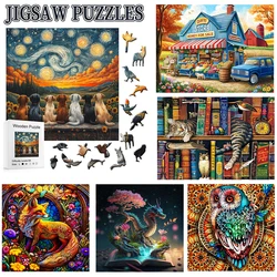 Adult Wooden Puzzle, Library Cat Wooden Puzzle, Unique Animal Shapes, Gifts For Cat Enthusiasts And Friends, Home Decor