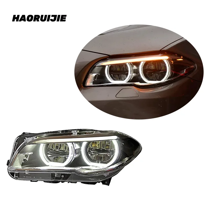 For BMW 10-17 F10/F18 Headlight Assembly Angel Eye F10 Headlights Upgraded to 5 Series Angel Eye Light Emitting Diode Daily