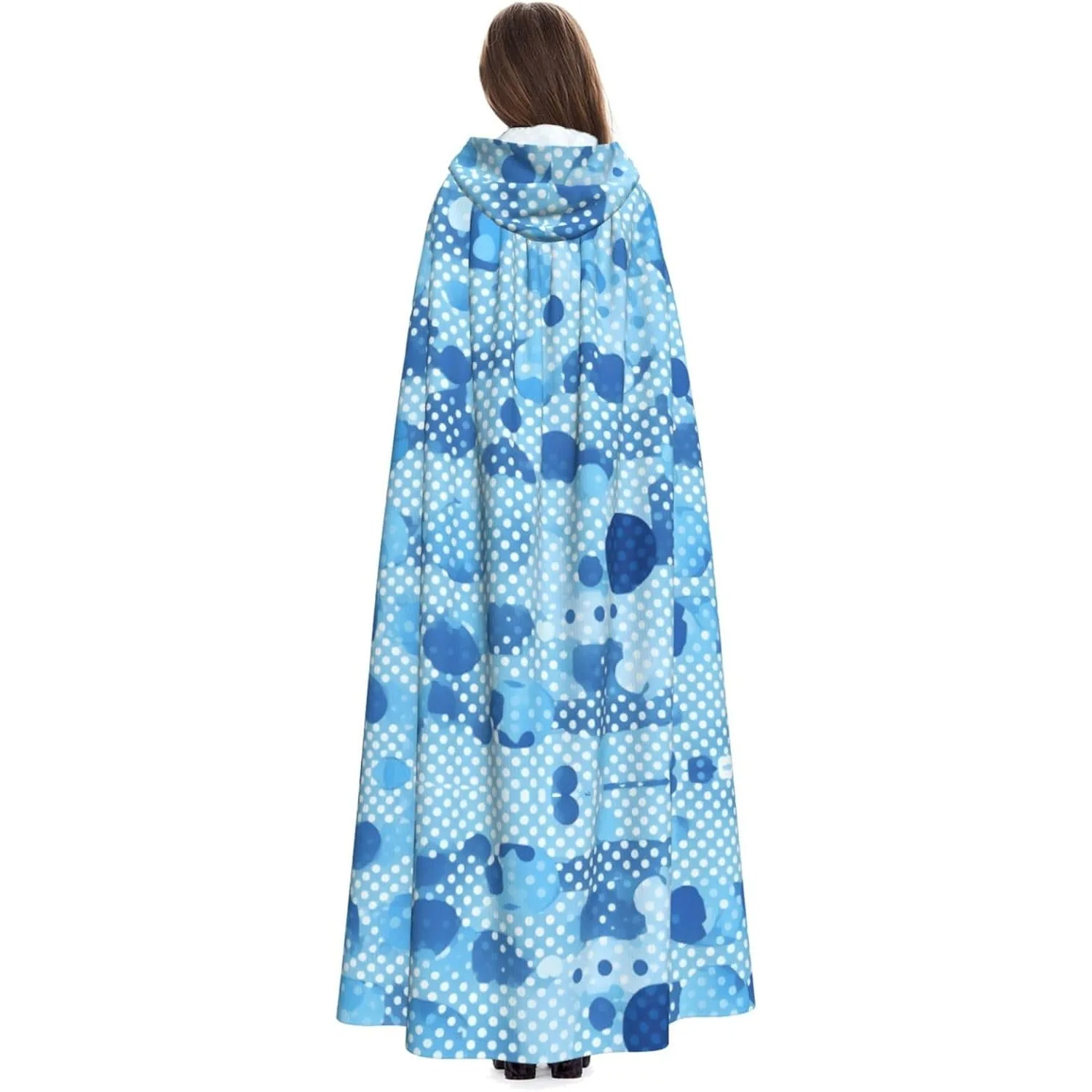 Blue-Polka-Dot-Print-print-Adult-Hooded-Cape-Carnival-Festival-Cape-Cosplay-Robe-Costume-party-Gothic-Carnival