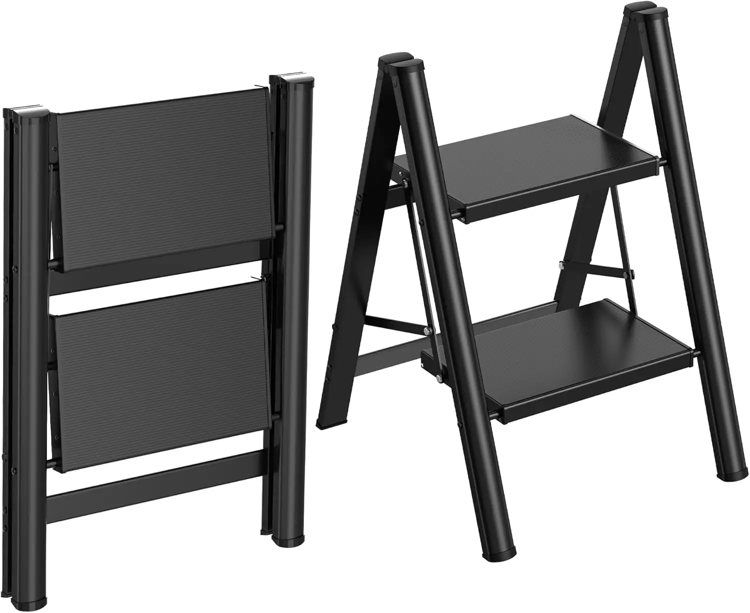 

Lightweight Aluminum Folding Step Stool with Anti-Slip Pedal, 330lbs Capacity for Home and Office - Black