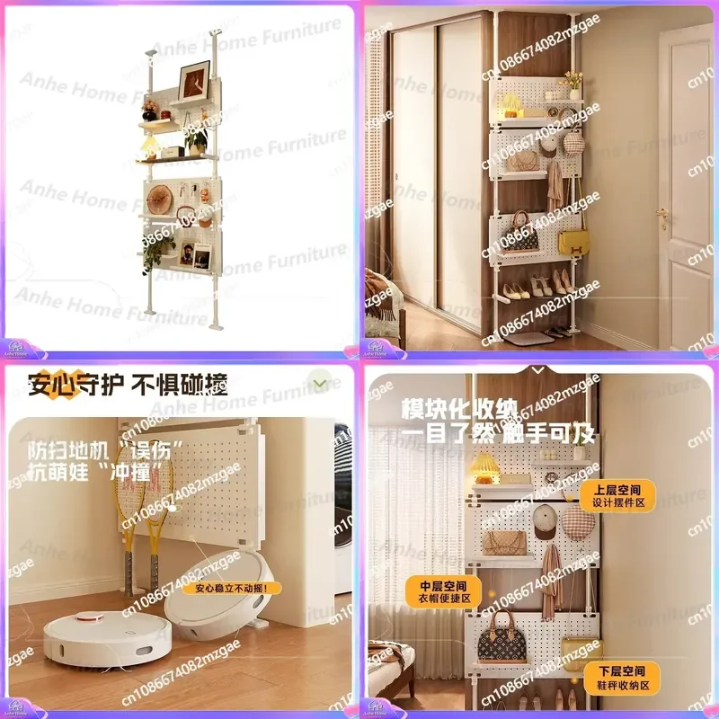 Ultra Thin Metal Storage Rack with Hole Plate Door and Rear Shelf Non Punching Entrance Partition Integrated Display Cabinet