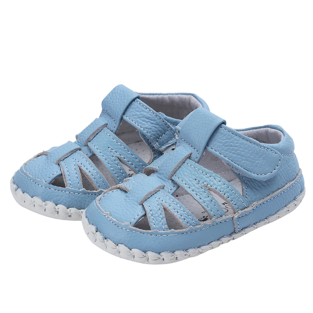 Sandales d'été en cuir véritable pour bébés garçons et filles, Protection des orteils, chaussures antidérapantes à fond souple pour tout-petits