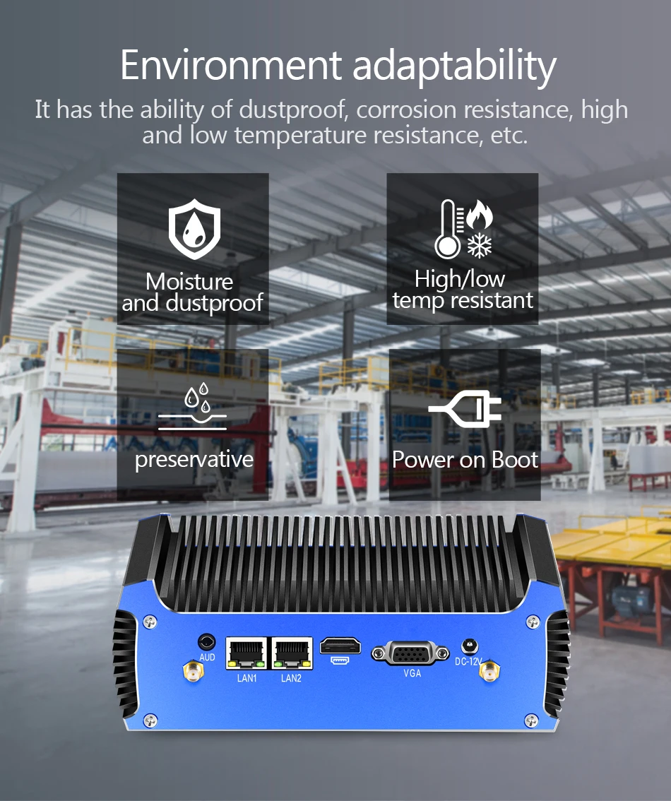 Intel Core I7-5500U I5-5200U I3-5005U Industrial Mini PC Dual LAN 2xRS232 COM 4xUSB3.0 1xHDMI Support WiFi Linux Ubuntu Computer