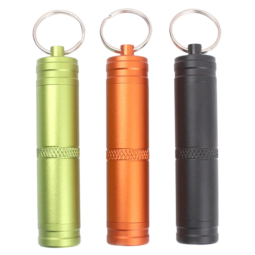 

Portable Pill Box Container Waterproof Case Storage High Quality Zinc Alloy Durable Travel Outdoor Health Keychain Sealed Jar