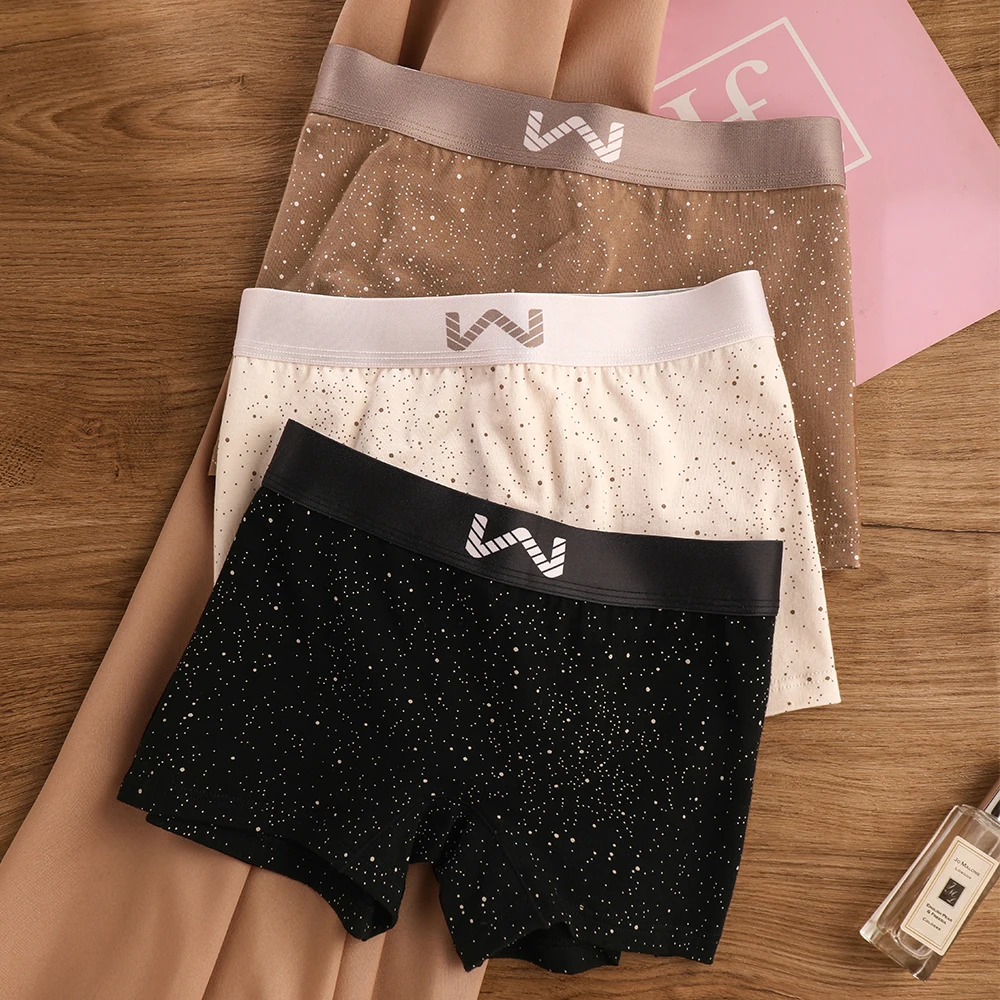 

3PCS/Pack 100% Cotton Antibacterial Starry Sky Print Women's Underwear Soft Safety Shorts Comfortable Breathable Female Panties