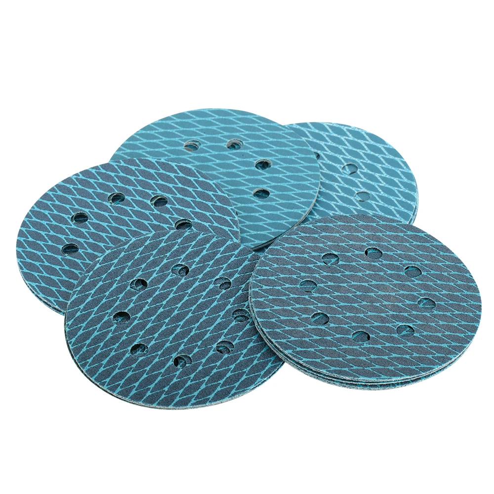 

10pcs Blue Sanding Disc 5inch 125mm Diamond Shape Orbital Sander Sandpaper 8 Hole Hook and Loop Pads Abrasive Tools Grit 60-320