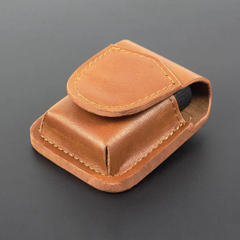 Retro Leather Lighter Holder Pouch with Magnetic Snap Waist Belt Carry Case for Zippo Lighter Smoking Accessories