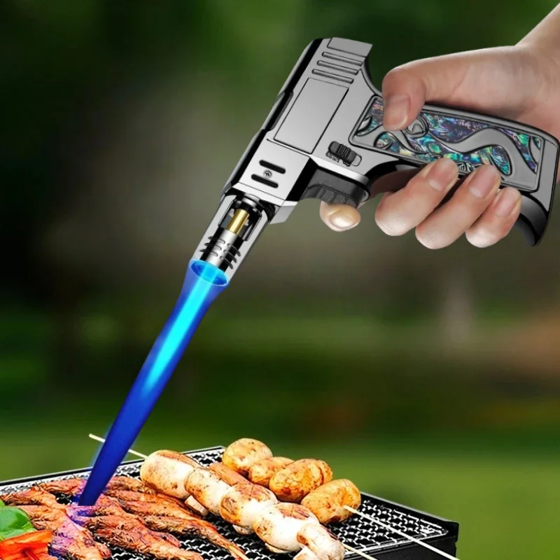 

New Windproof Jet Flame Lighter Metal High Temperature Inflatable Portable Moxibustion Cigar Outdoor Barbecue Lighter